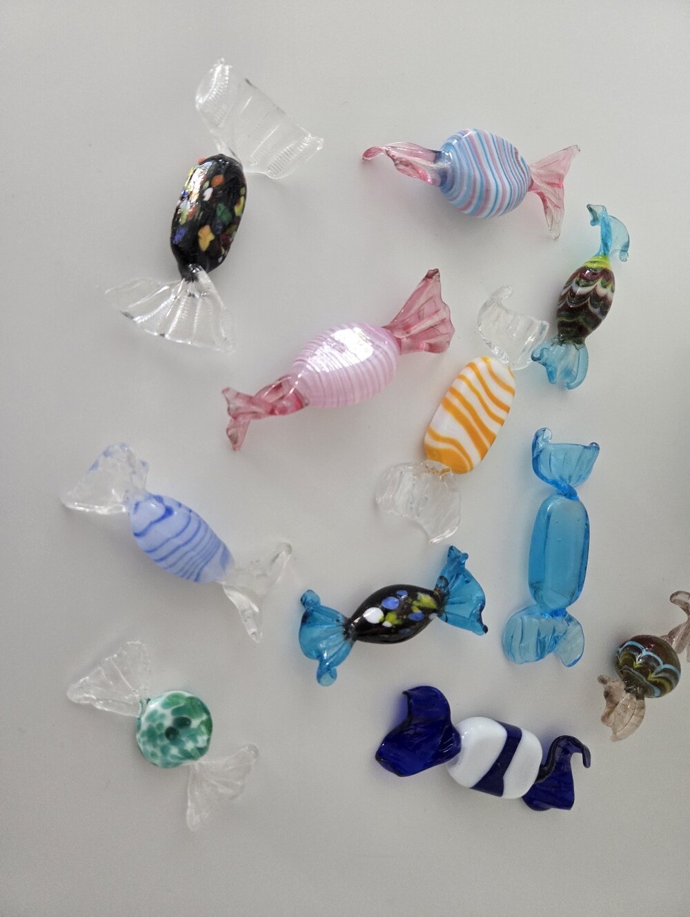 Handblown Glass Candy Aquarium Ornaments - Multicolor And 2 Candle Holders
